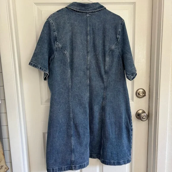 NWT Abercrombie & Fitch Denim Full Zip-Front Short Sleeve Dress Size XXL - Picture 2 of 6